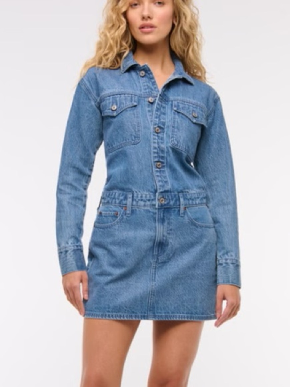 Abercrombie Long Sleeve Denim Jean Dress NWT large